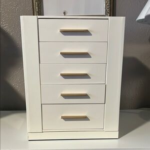 White Jewelry Organizer with Gold Accents